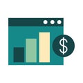 Mobile banking, website statistics report chart money flat style icon