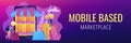 Mobile based marketplace concept banner header.