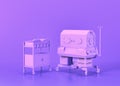 Mobile Bassinette and infant incubator, Medical equipment in flat monochrome purple room, 3d rendering Royalty Free Stock Photo