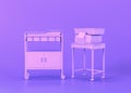 Mobile Bassinette and infant scale, Medical equipment in flat monochrome purple room, 3d rendering Royalty Free Stock Photo