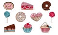 Big set of vector stock illustration of sweets.