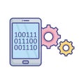Mobile binary settings fill vector icon which can easily modify or edit Royalty Free Stock Photo