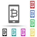 mobile bitcoin multi color style icon. Simple glyph, flat vector of crypto icons for ui and ux, website or mobile application
