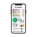 Mobile Budgeting App Interface Showing Expenses, Income, and Transactions Royalty Free Stock Photo
