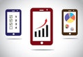 Mobile business progress charts icons infographics