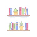 Cactus, Succulent on Bookshelf with Books