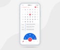 Mobile app calendar light mode concept, Activity calendar template UI UX design, Smartphone calendar schedule events application Royalty Free Stock Photo