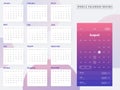 Mobile calendar design concept, monthly calendar on abstract background.
