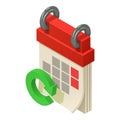 Mobile calendar icon, isometric style