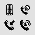 Mobile Calling and Live Interaction Icons solid icon set. phone interaction real time connection solid icons Royalty Free Stock Photo