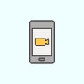 mobile, camera color vector icon, vector illustration