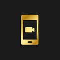 mobile, camera gold icon. Vector illustration of golden style