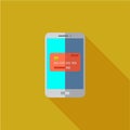 Mobile card pay icon or illustration in flat style