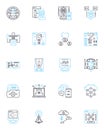 Mobile career linear icons set. Mobility, Flexibility, Freedom, Advancement, Opportunities, Learning, Growth line vector