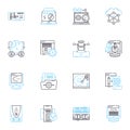 Mobile career linear icons set. Mobility, Flexibility, Freedom, Advancement, Opportunities, Learning, Growth line vector