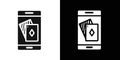 Mobile casino icon Flat vector set outline Royalty Free Stock Photo