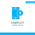 Mobile, Cell, Money, Dollar Blue Solid Logo Template. Place for Tagline Royalty Free Stock Photo