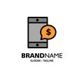 Mobile, Cell, Money, Dollar Business Logo Template. Flat Color Royalty Free Stock Photo