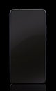 Mobile, cell phone, smartphone with white outline and reflection on a black background. Stylish vertical image for your design