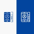 mobile, Cell, Service, Phone Line and Glyph Solid icon Blue banner Royalty Free Stock Photo