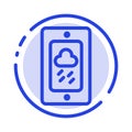 Mobile, Chalk, Weather, Rainy Blue Dotted Line Line Icon