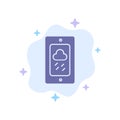 Mobile, Chalk, Weather, Rainy Blue Icon on Abstract Cloud Background