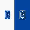 Mobile, Chalk, Weather, Rainy Line and Glyph Solid icon Blue banner Line and Glyph Solid icon Blue banner