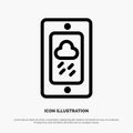 Mobile, Chalk, Weather, Rainy Line Icon Vector