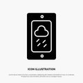 Mobile, Chalk, Weather, Rainy solid Glyph Icon vector