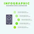 Mobile, Chalk, Weather, Rainy Solid Icon Infographics 5 Steps Presentation Background