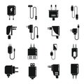 Mobile charger icons set simple vector. Usb cable