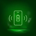 Mobile, charger, notice neon vector icon. Save the world, green neon Royalty Free Stock Photo