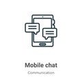 Mobile chat outline vector icon. Thin line black mobile chat icon, flat vector simple element illustration from editable Royalty Free Stock Photo