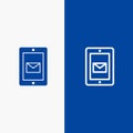 Mobile, Chat, Service, Support Line and Glyph Solid icon Blue banner Line and Glyph Solid icon Blue banner Royalty Free Stock Photo