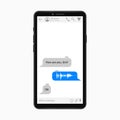 Mobile Chat template. Messenger app design of smartphone screen. Vector.