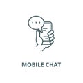 Mobile chat vector line icon, linear concept, outline sign, symbol