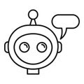 Mobile chatbot icon, outline style