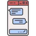 Mobile chatbox interface flat outline vector icon