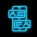 mobile chatting neon glow icon illustration