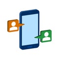 Mobile Chatting symbol. Flat Isometric Icon or Logo. 3D Style Pi Royalty Free Stock Photo