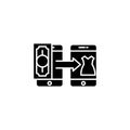 Mobile clothes shopping black icon concept. Mobile clothes shopping flat vector symbol, sign, illustration. Royalty Free Stock Photo