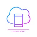 Mobile cloud computing pixel perfect gradient linear vector icon Royalty Free Stock Photo