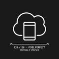 Mobile cloud computing pixel perfect white linear icon for dark theme Royalty Free Stock Photo