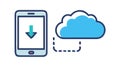 Mobile Cloud Download Icon Vector, Wireless Data Transfer, vector design Generative AI Royalty Free Stock Photo