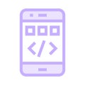 Mobile coding color line icon
