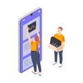 Mobile Coding Isometric Composition Royalty Free Stock Photo