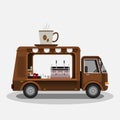 Isolated Side View Mobile Coffee Van Vector Illustration Royalty Free Stock Photo