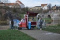 Mobile coffee shop. Germany , Halle Saale, 11/28/2011