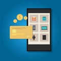 Mobile commerce online credit card smart phone Royalty Free Stock Photo