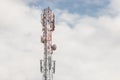 Mobile communication network communication tower with antens on the background of the sky Royalty Free Stock Photo
